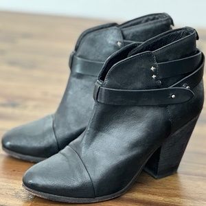 Rag and Bone - Black Leather Harrow Ankle Boots